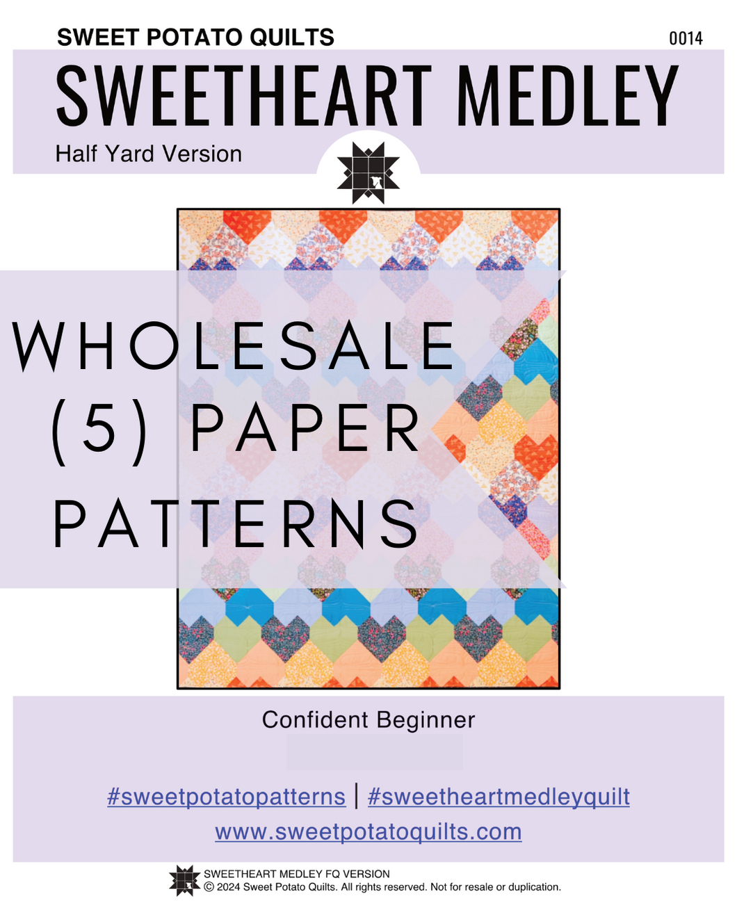 WHOLESALE (5) Sweetheart Medley 16 Half Yard - PAPER PATTERN