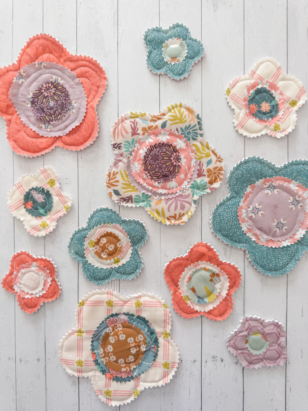 Flower Power - Scrappy Fabric Flower Pattern